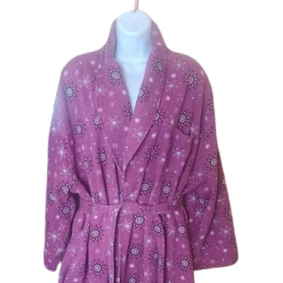 Long Purplish Pink Belted Robe Fits 1X - 2X - Picture 3 of 5